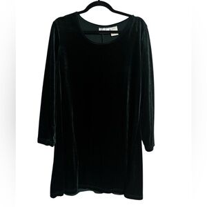 Kathie Lee Collection Forest Green Velvet Long Sleeve Shift Dress